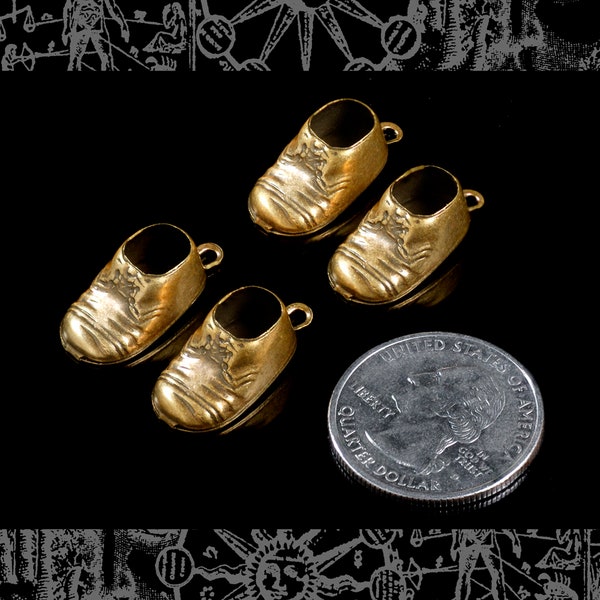 Antiqued Brass Baby Shoe Charms - Set of Four *AB-C105