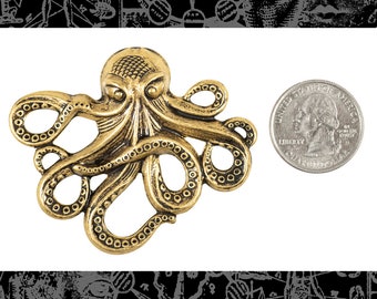 Oktopus-Anhänger aus antikisiertem Messing - AB-P18