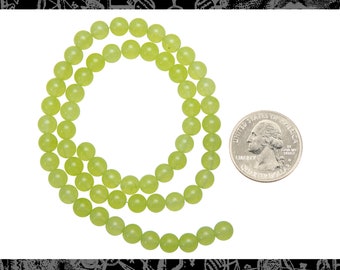 Lime 6mm Round Chalcedony Beads, One Strand Bead-B47
