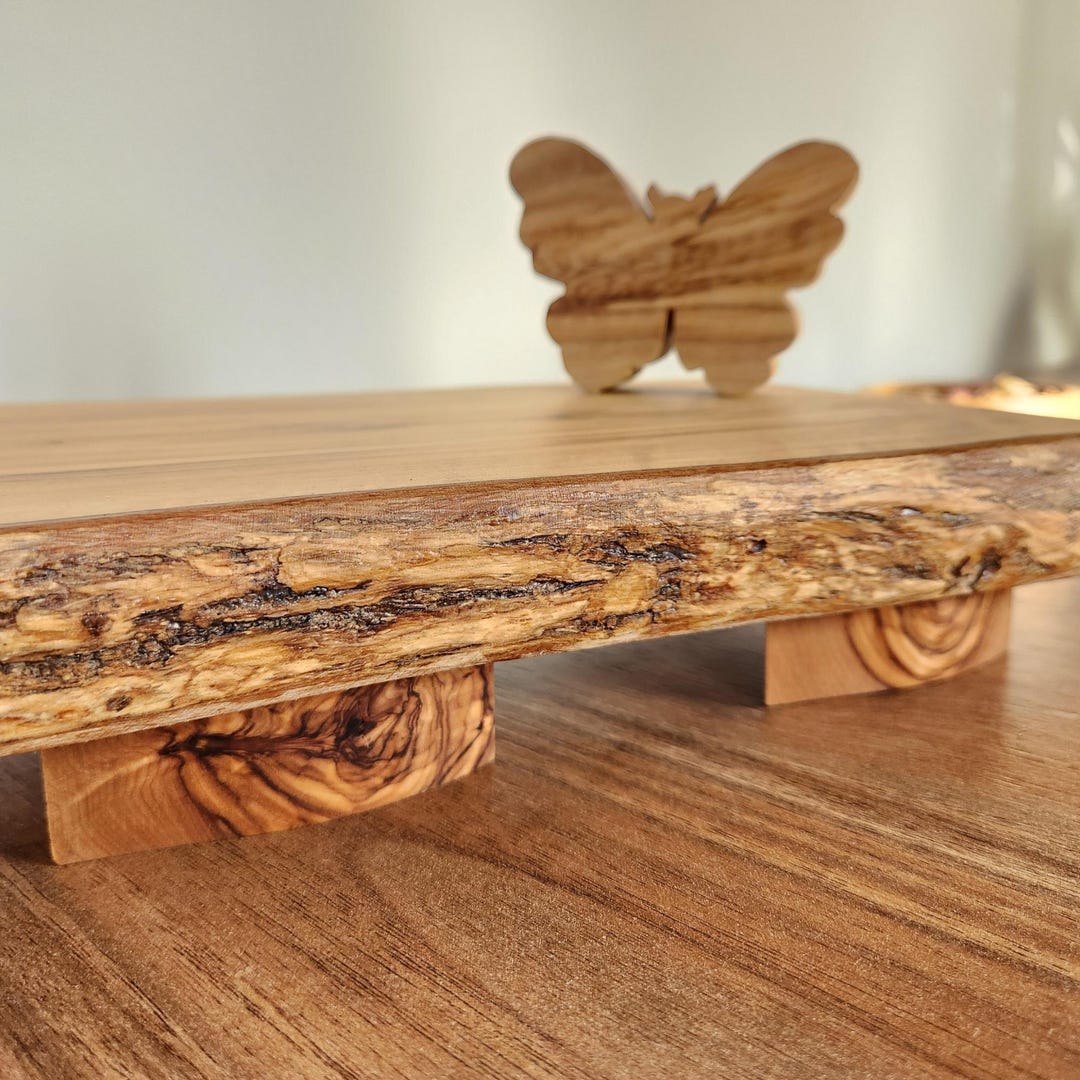 Olive Wood Butterfly Riser – Live Edge Rustic Display Stand - Etsy