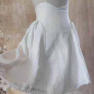 Cottagecore summer skirt Short skirt Skater skirt Skirt with frills White linen skirt