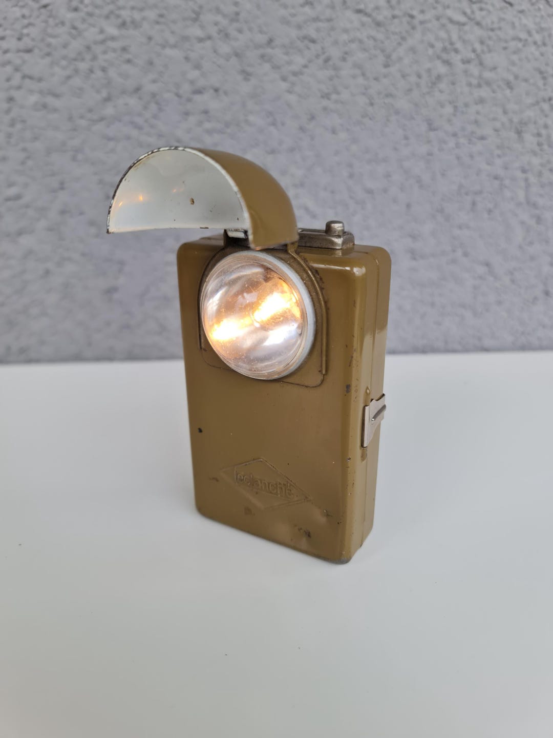 Vintage French Blue Metal Flashlight made by La Pile