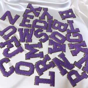 Parche termoadhesivo con letras de chenilla, parche con letras de chenilla de varios colores, bordado de alfabeto de moda para planchar, parches de letras de chenilla.