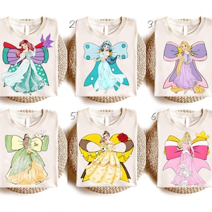 Disney Princess Coquette Bow Shirt, Princess Matching T-shirt, Disney Girl Trip Tee, Cinderella Ariel Shirt, Belle Tiana Rapunzel Sweatshirt