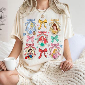 Disney Princess Coquette Bow Shirt, Princess Matching T-shirt, Disney Girl Trip Tee, Cinderella Ariel Shirt, Belle Tiana Rapunzel Sweatshirt