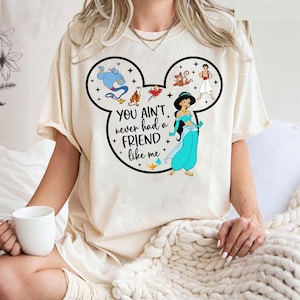 Disney Aladdin Shirt, Cute Jasmine & Aladdin Flying Carpet Floral T-shirt, Vacation Holiday Gift Tee, Magic Kingdom, Disney Family Trip