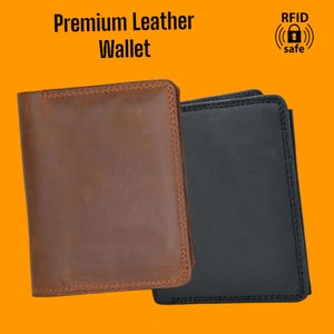 Cartera de cuero de caballo 100% original, hecha a mano, con RFID, plegable, para hombre.