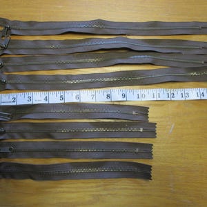 Brown Antique Brass Metal Zippers, Medium Duty Closed End Zippers