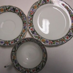 Vintage Aynsley China With Floral Border, Made in England 3 pcs