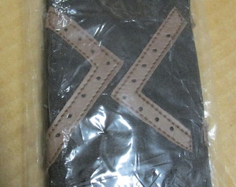 Vintage Dark Brown Nylon Spandex wrist Driving Gloves, Small sized