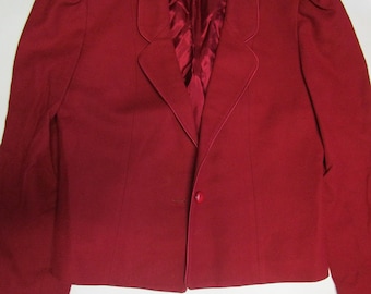 Vintage Women's Tahari Red Wool 2 Piece Suit, Jacket and Skirt, Size 8