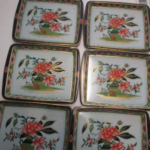 Vintage Daher Decorated Ware Floral Metal Trays, 11101, Set of 6