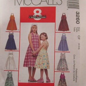 McCalls 3260 Childrens Halter Dress Pattern, Sizes 4, 5, 6  UNCUT