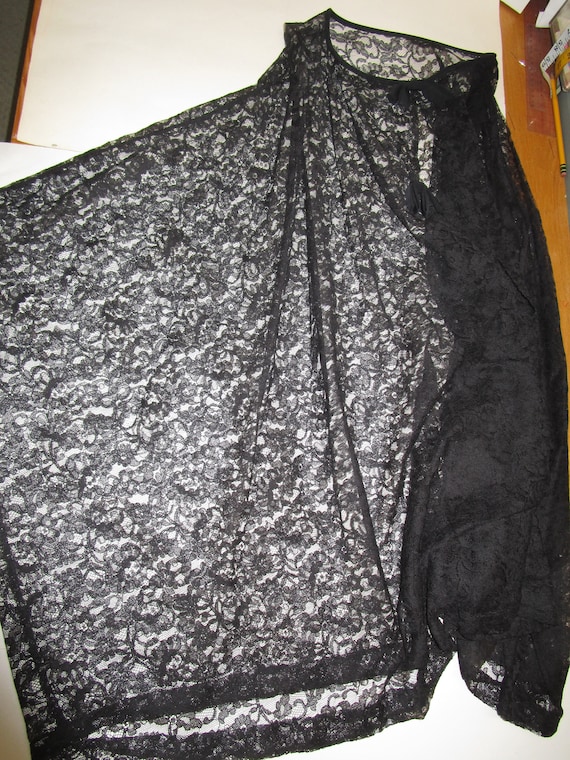 Vintage Black Lace Caftan, Cover up