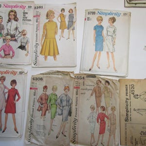 Vintage Simplicity Patterns, Lot of 7, 50s, 60s