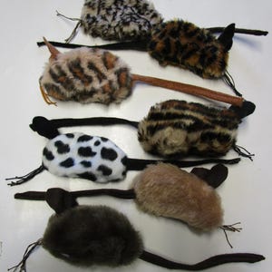 Faux Fur Catnip Mouse Toy for Cats, Refillable, Handmade, 2 pack