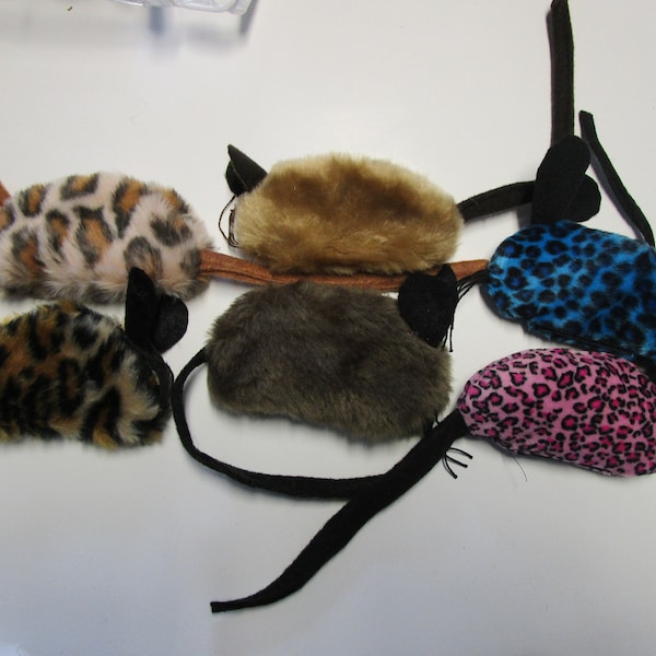 Faux Fur Catnip Mouse Toy for Cats, Refillable, Handmade, 2 pack