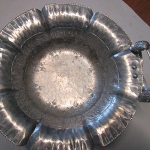 Vintage Continental Hammered Aluminum ware Serving Bowl, 1950s