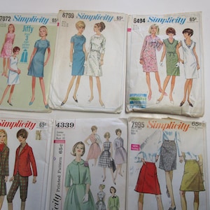 Vintage Simplicity Printed Patterns, Lot of 6, 60s, 70s