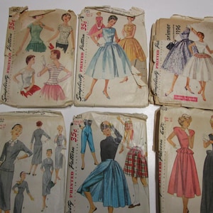 Vintage Simplicity Printed Patterns, Choice of 6, 40s, 50s, 60s