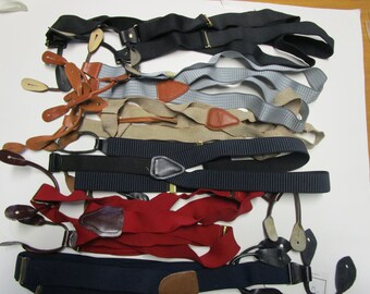 Button Suspenders, Lot of 6, some stretch, various brands