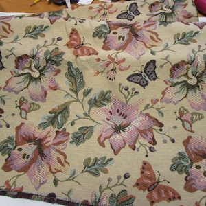 Floral Butterfly Tapestry Fabric, 54&quot; wide, 1 yds. + 20&quot; piece