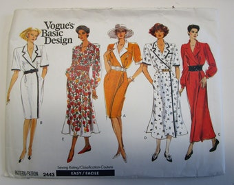 Vintage Vogue 2443 Basic Design Pattern Dress, UNCUT, Size 6-8-10