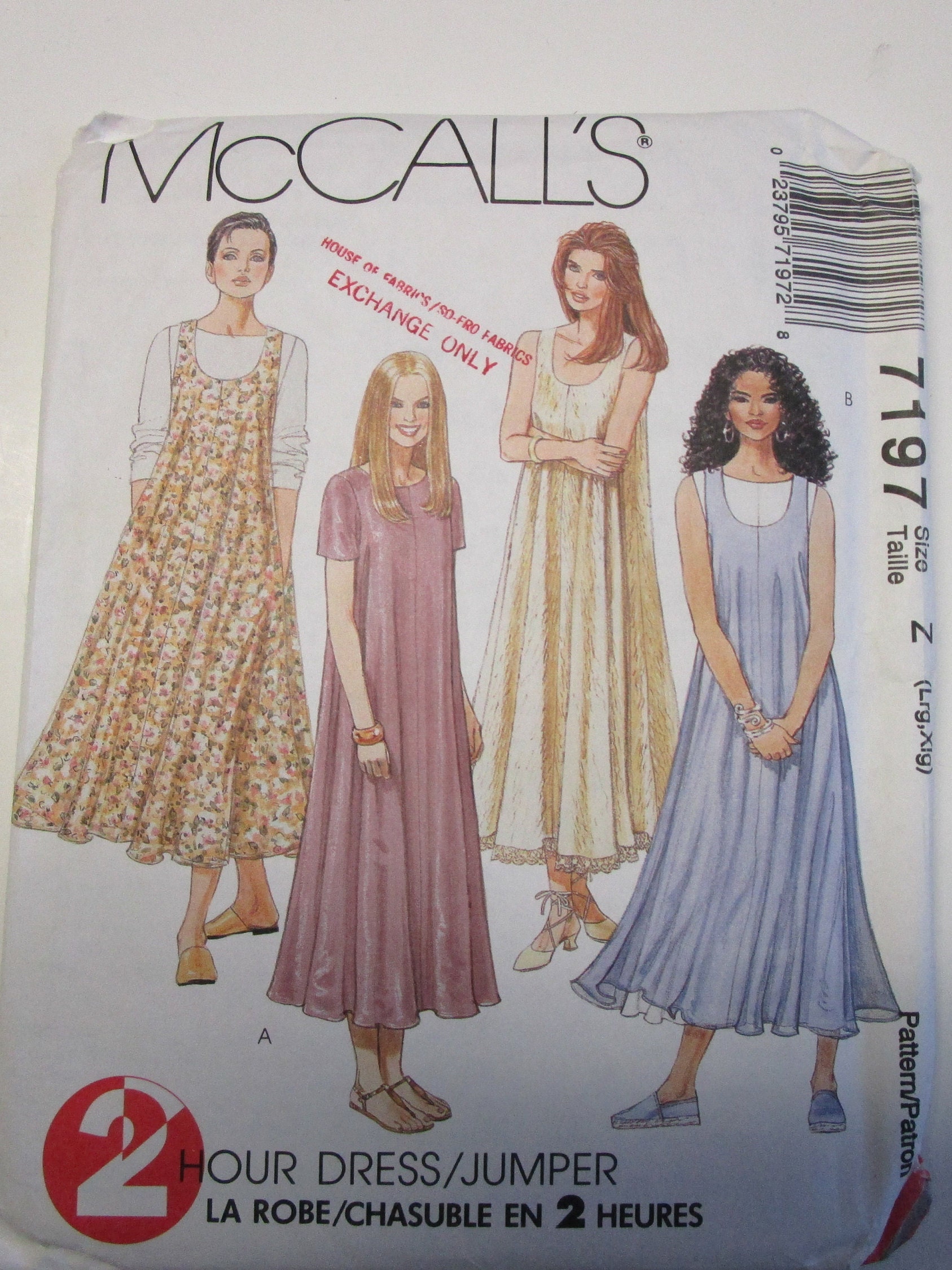 McCalls 7197 Dress Pattern Size Large/XLarge UNCUT Etsy