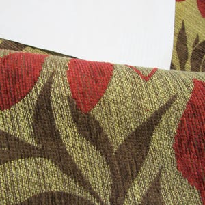 Brown Red Floral Chenille Woven Heavy Fabric, 54&quot; wide, BTY