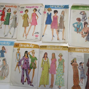 Vintage Simplicity Patterns, Lot of 8, 60s, 70s