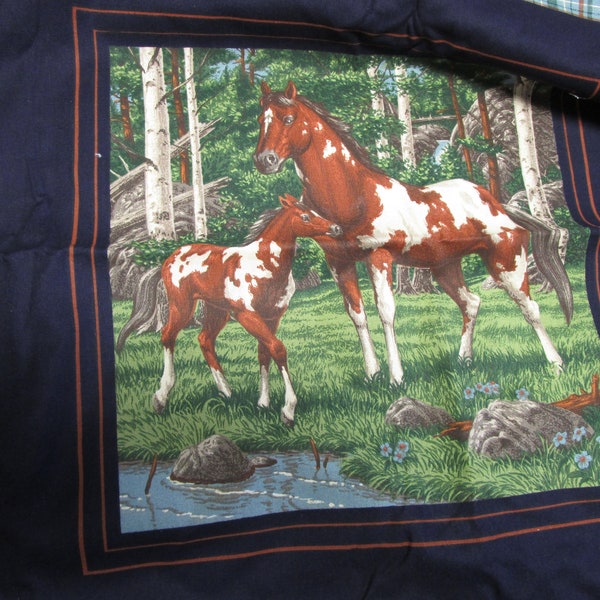 Cranston Print Works Horse Panels, 18" x 18", Check border