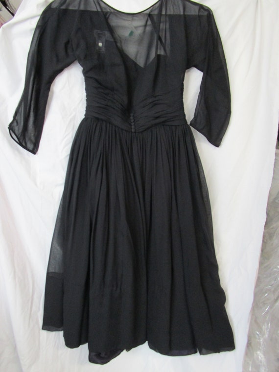 Vintage unbranded Black Chiffon party dress, 1950s