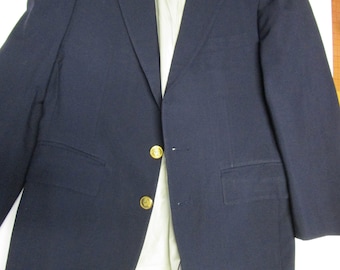 Vintage Men's Brannogh Navy Wool Blazer, Size 36