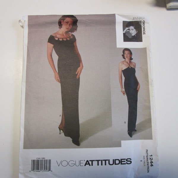 Vogue 1244 Jennifer George Evening Gown, Size 8 UNCUT