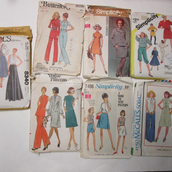 Lot of 7 Woman's patterns used, Various Pattern Makers, Size 10-14