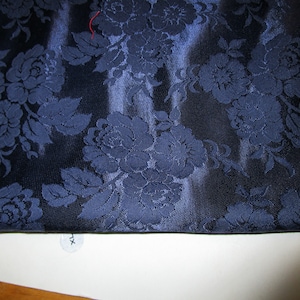 Navy Light weight polyester Jacquard floral print Fabric, 2 yd. plus remnant piece