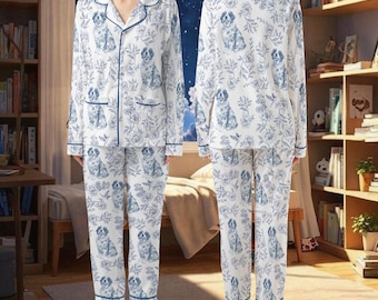 Dog Lover Toile De Jouy Pajama Set: French Style Loungewear