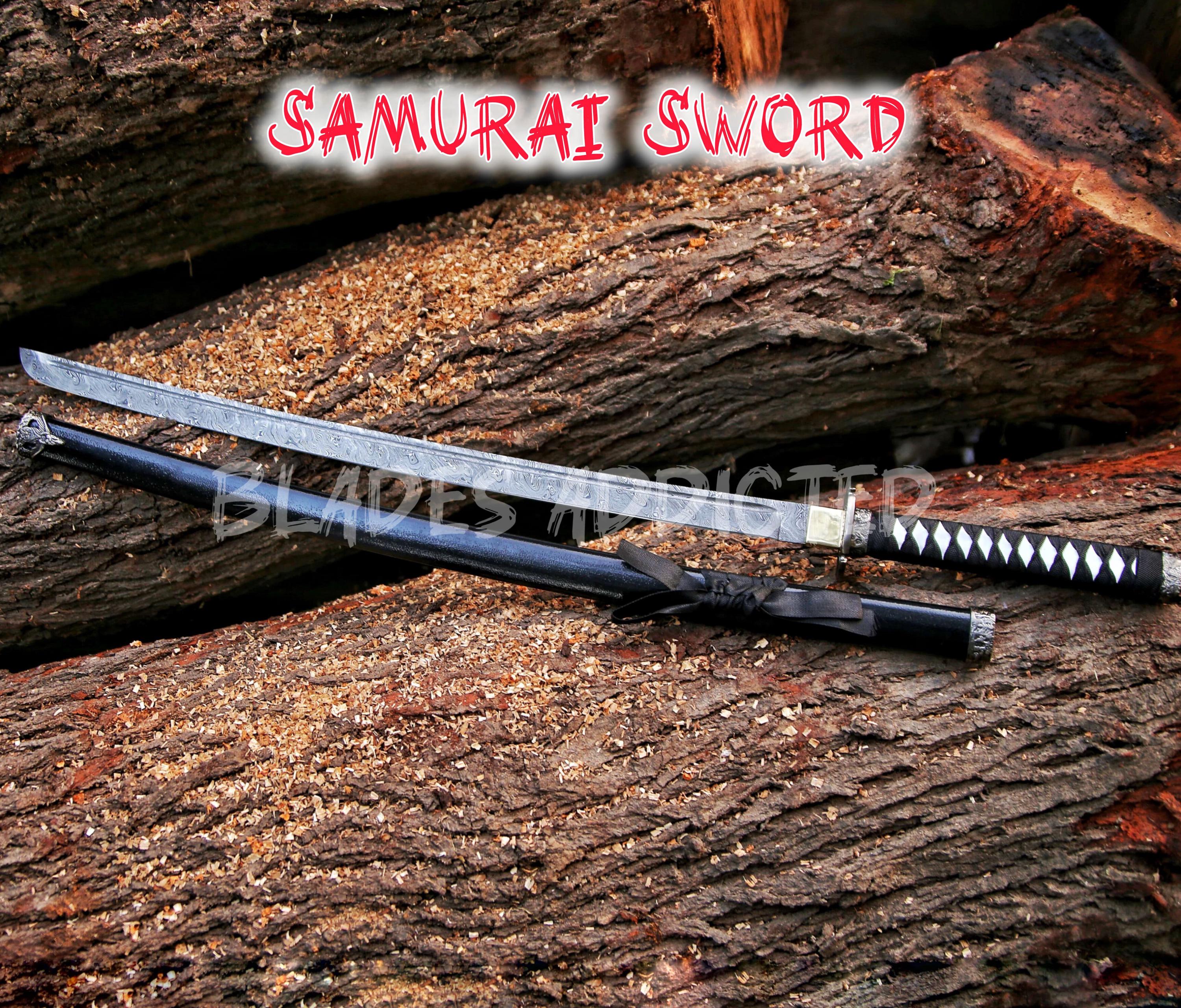 Handmade Damascus Steel Japanese Samurai Katana Sword | Damascus Ninja Sword with Scabbard | Gift for him |  Anniversary, Fathers Day Gift