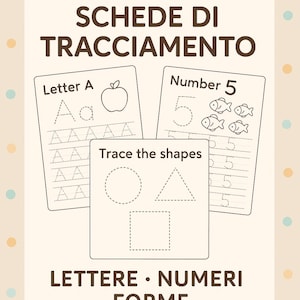 63 Schede di Attività per Bambini - PDF Stampabile Educativo - Lettere, Numeri, Colori, Giochi (Età 3-6)