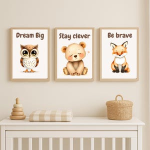 Set of 3 Motivational Animal Posters for Kids – Nursery Wall Art Printable – Digital Download – Inspirational Quotes for Children