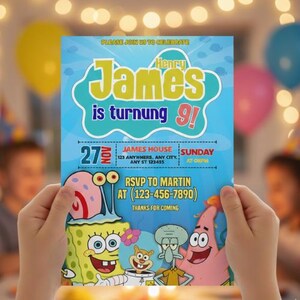 Kids SpongeBob under the sea invitation Canva editable birthday invite