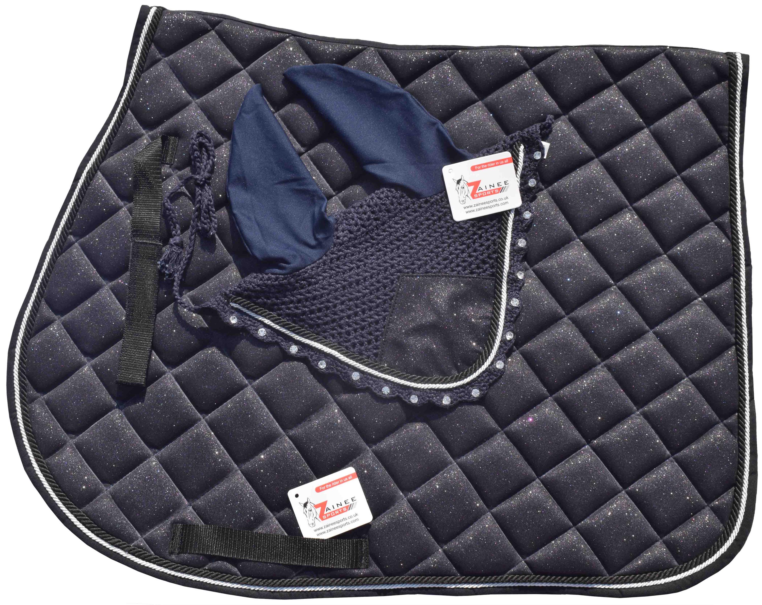 PS Of Sweden Vintage Monogram Saddle Pad Dressage + Ear Bonnet Set | Anatomical Design | Equestrian Gear