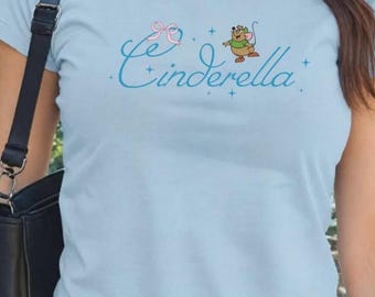 Embroidered Coquette Bow Princess Baby Tee, Crop Top Disney Princess Shirt, Disney Princess Baby Tee, Cute Disney Girl Trip Outfit for Woman