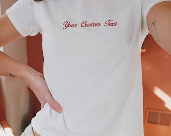 カスタム刺繍入りベビーTシャツ：パーソナライズされたフィット感のあるコットンTシャツ