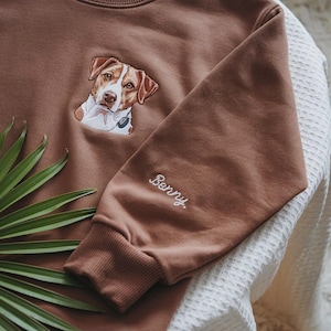 Custom Pet Portrait Embroidered Sweatshirt: Personalized Cat or Dog Face