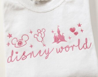 Embroidered Disney Coquette T-Shirt, Disney World Bow Sweatshirt, Mickey Inspired Embroidery, Cute Disney Outfit, Gift for Her