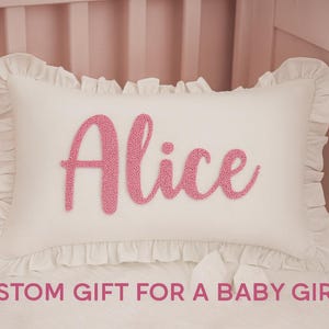 Personalized Monogram Punch Needle Pillow Cover: Custom Embroidered Cotton Cushion