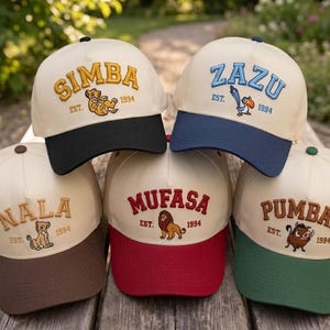 The Lion King Embroidered Dad Hat, Simba Baseball Cap, Mufasa Zazu Pumbaa Nala Hat, Disney Character Cap, Vintage Style Hat