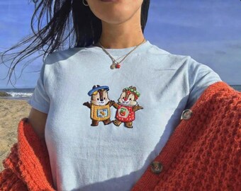 Chip and Dale jordnötssmörgelé broderad babytröja, Disney Chip n Dale-tröja, Disney Chip n Dale-inspirerad babytröja, Disney PB&J Crop Top