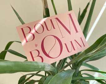 Mini poster: illustrated boom boom, postcard style